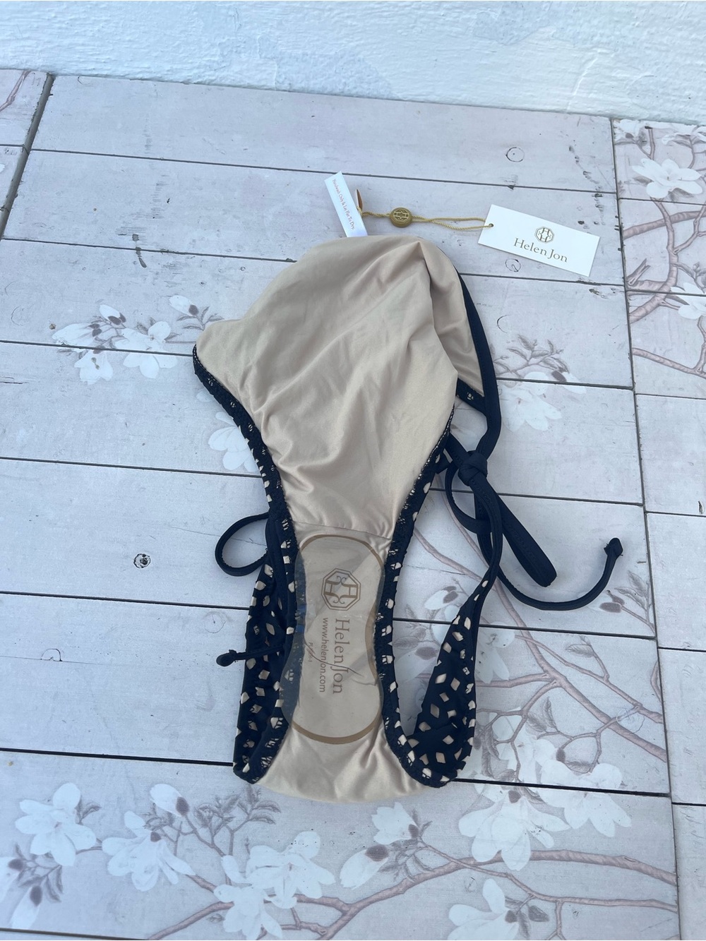 Helen Jon Black Crochet cover up and String Bikini Bottom - Picture 5 of 11